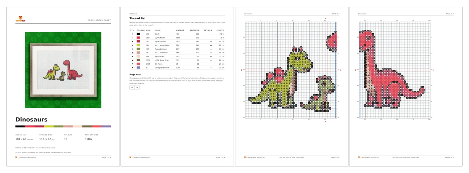 A cross stitch chart exported as a PDF, showing crisp symbols and grid lines rather than the soft edges of a scan